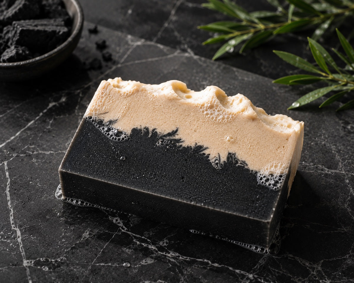 Charcoal and Tea Tree Oil Handmade Soap /  100g