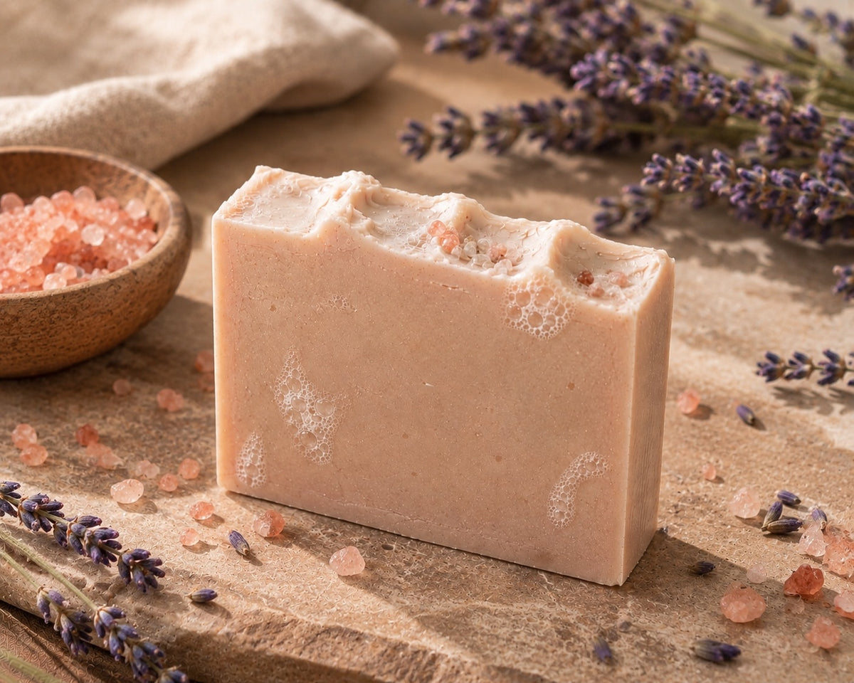 Salt and Lavender Oil Handmade Soap /  100g