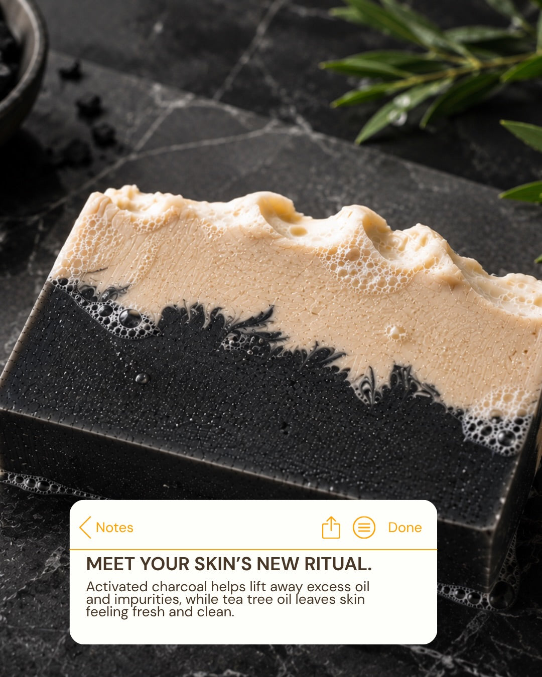 Charcoal and Tea Tree Oil Handmade Soap /  100g
