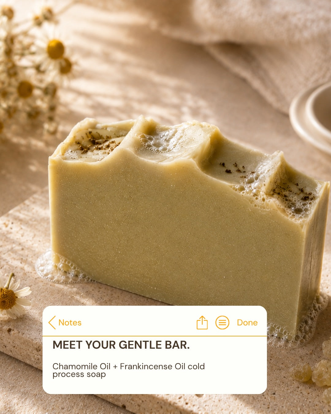 Chamomile and Frankincense Oil Handmade Soap /  100g