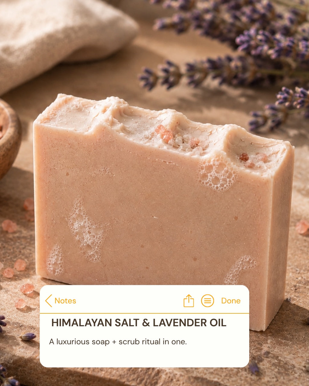 Salt and Lavender Oil Handmade Soap /  100g
