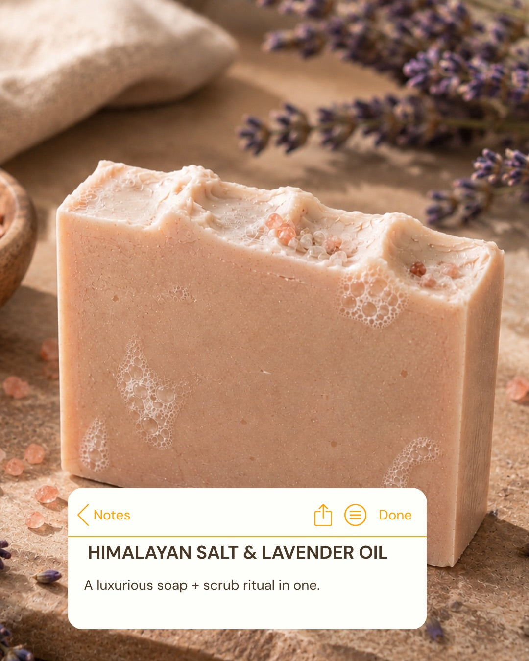 Salt and Lavender Oil Handmade Soap /  100g